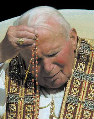 Pope John Paul II Praying the Rosary